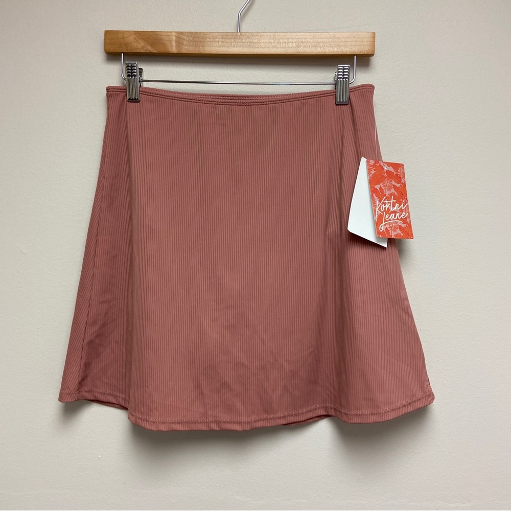 Kortni Jeane Womens Dusty Pink Ribbed Swim Skirt Size Medium NWT